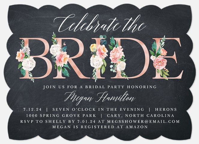 Floral Letters Bridal Shower Invitations