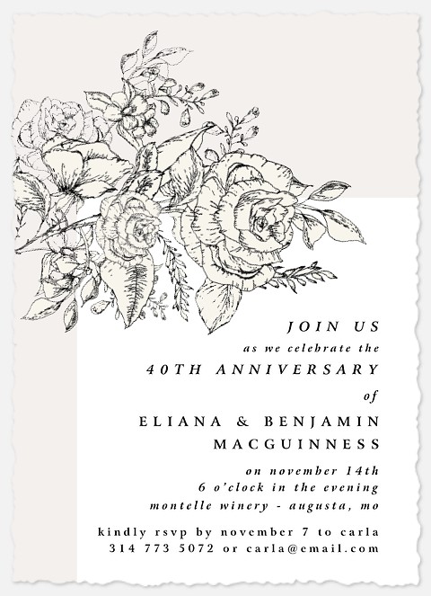 Sketched Floral Anniversary Invitations