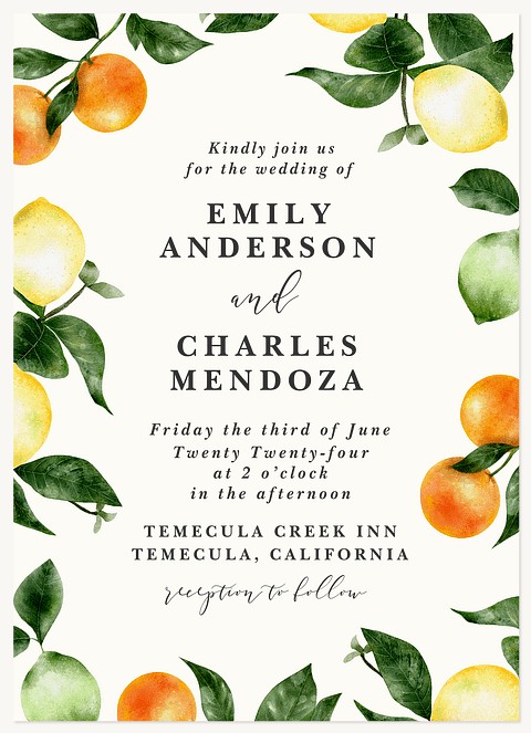 Charming Citrus Wedding Invitations
