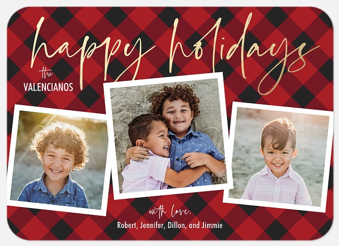 Checker Trio Holiday Photo Cards