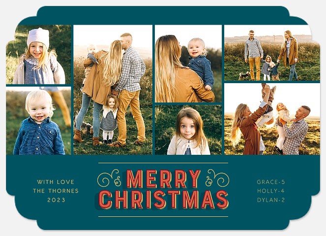 Vintage Letters Holiday Photo Cards