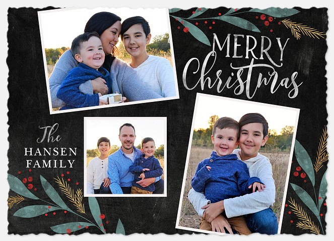 Chalkboard Holly Holiday Photo Cards
