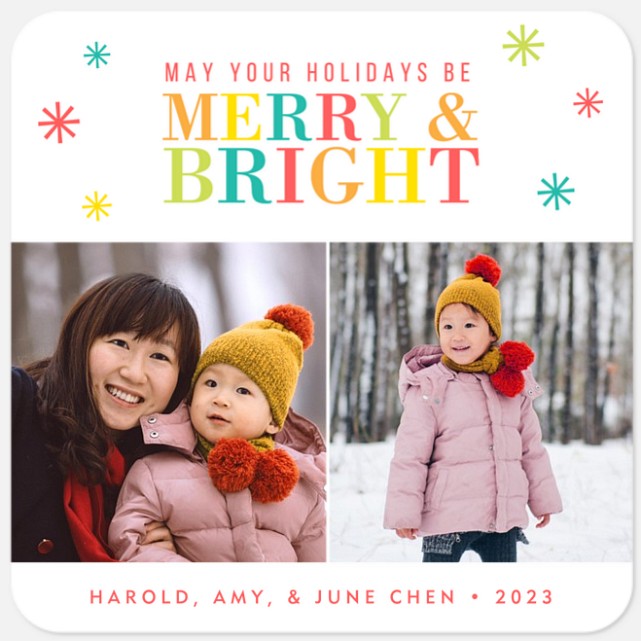 Colorful Wishes Holiday Photo Cards