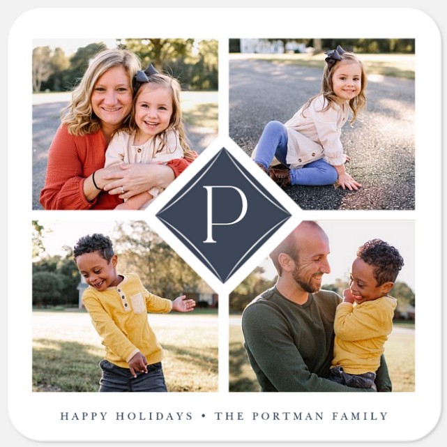Family Monogram Holiday Photo Cards