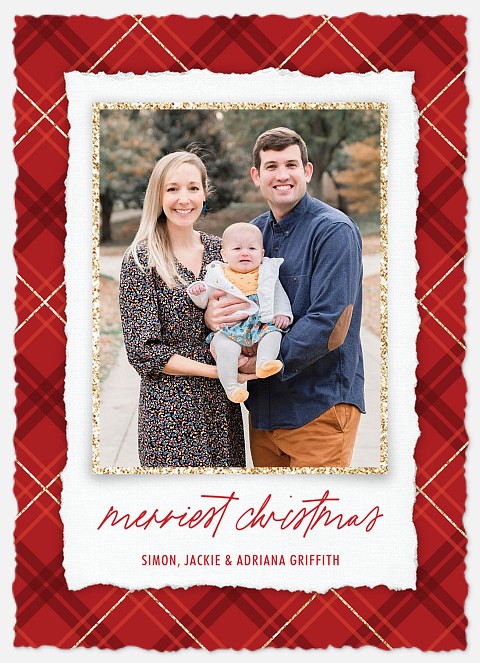Plaid Parchment Holiday Photo Cards