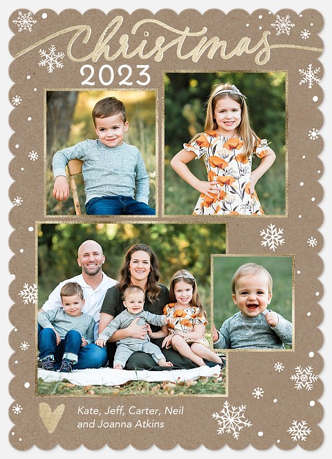 Kraft Snowflakes Holiday Photo Cards