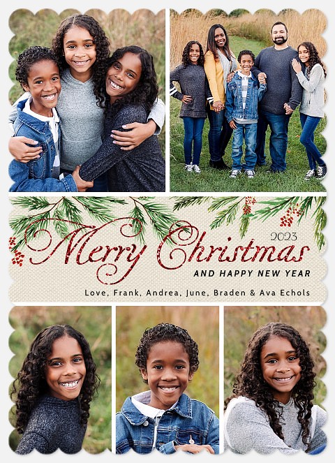 Merry Pine Berries Holiday Photo Cards