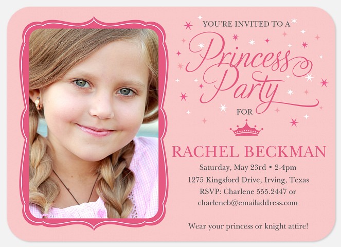 Princess Star Girl Birthday Invitations