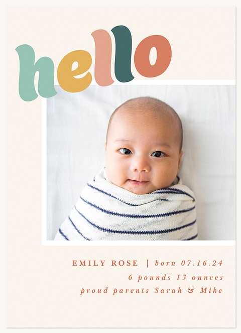 Colorful Hello Baby Announcements