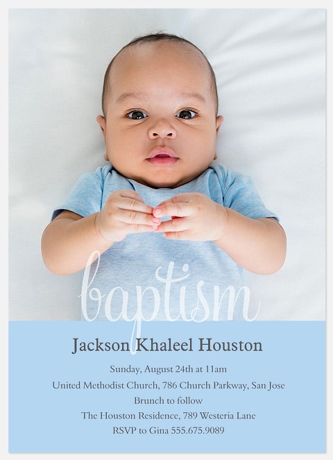 Blue Blessing Baptism Christening Invitations