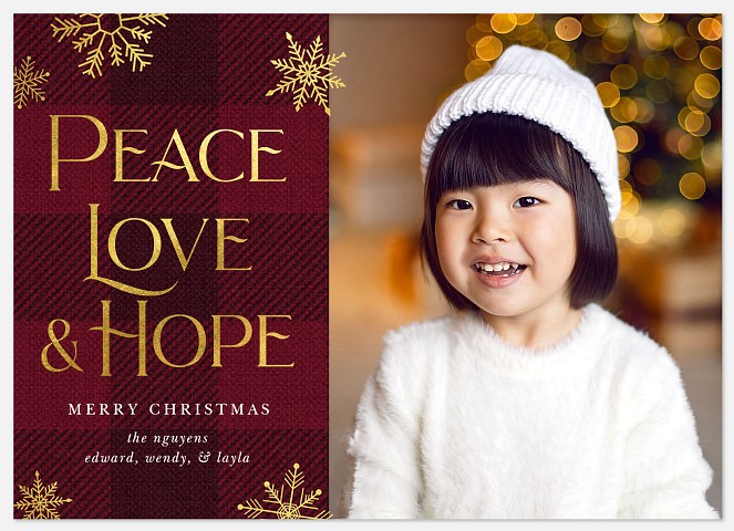 Peace, Love & Plaid Holiday Photo Cards