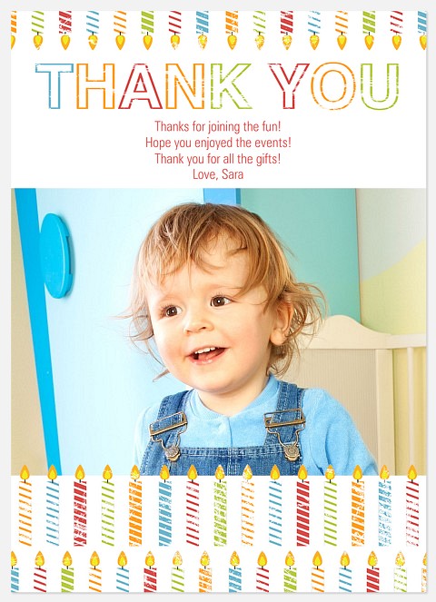 Striped Candles Birthday Thank You Cards