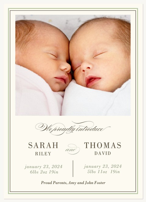 Double the Cuteness Twin Birth Announcements