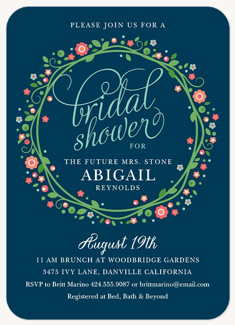 Garden Wreath Bridal Shower Invitations