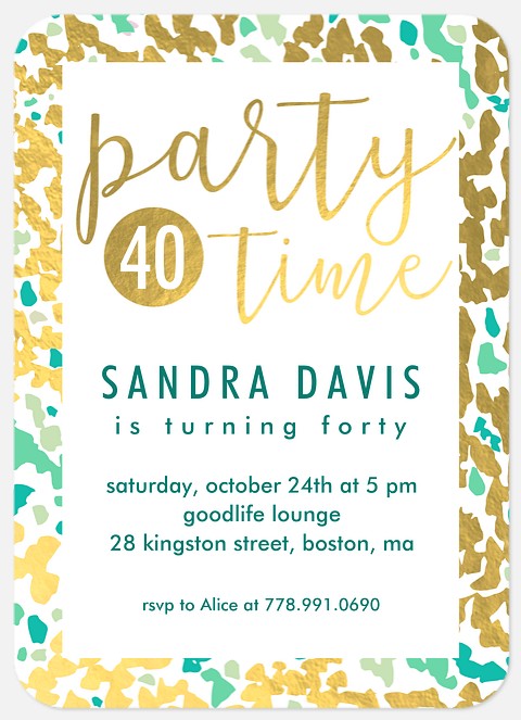 Speckled Print Adult Birthday Invitations