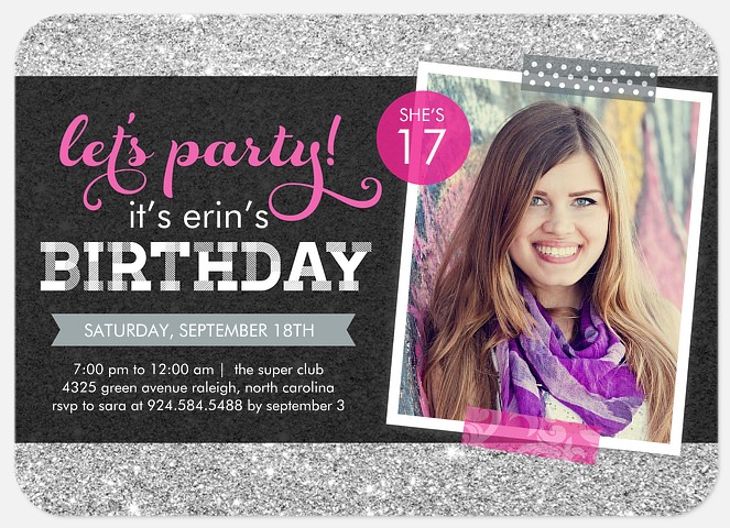 Glittering Celebration Girl Birthday Invitations