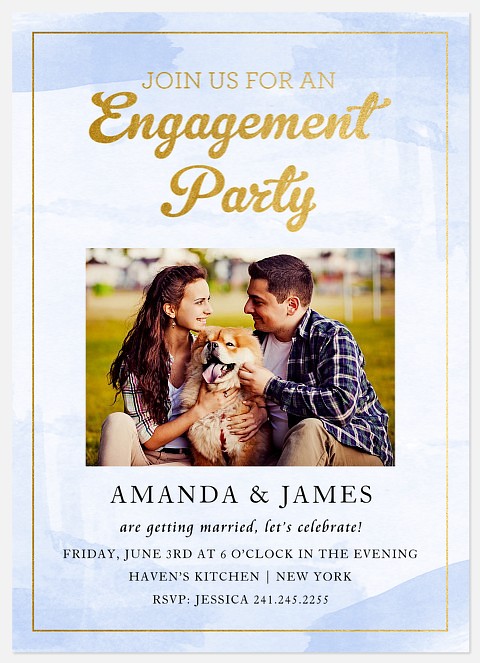 Shimmering Watercolor Engagement Party Invitations