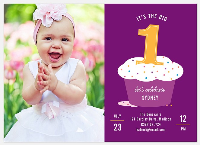 Sweet As A Cupcake Kids' Birthday Invitations