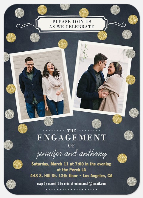 Silver and Gold Engagement Party Invitations