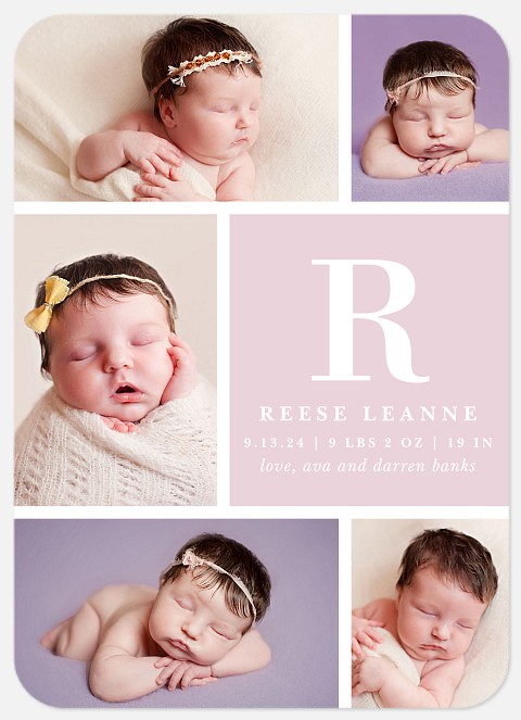 Lovely Initial  Baby Birth Announcements