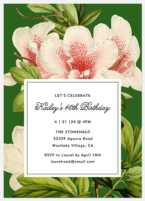 Flora Sophistication  Adult Birthday Invitations