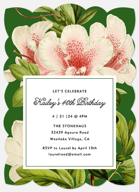 Flora Sophistication  Adult Birthday Invitations