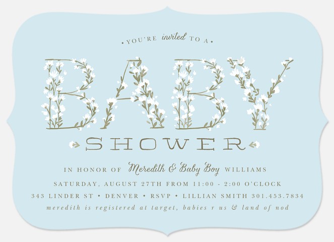 Baby's Breath: Blue Baby Shower Invitations