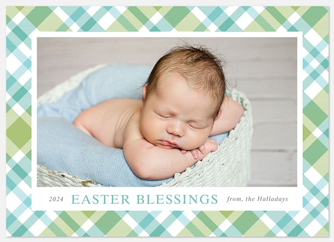 Cheerful Plaid Easter Photo Cards