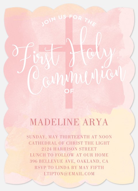 Graceful Watercolor First Communion Invitations