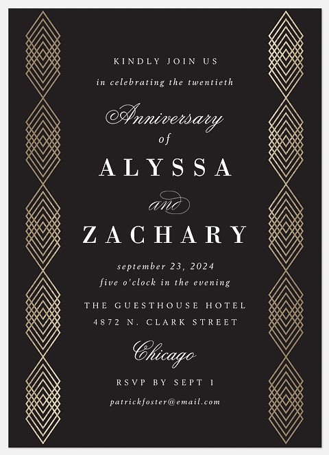 Modern Gatsby Anniversary Invitations