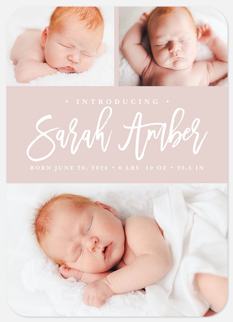 Modern Trio Baby Birth Announcements