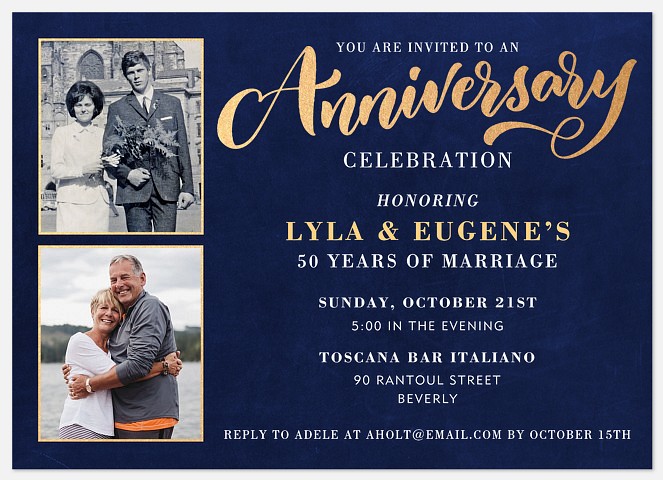 Gilded Anniversary Anniversary Invitations