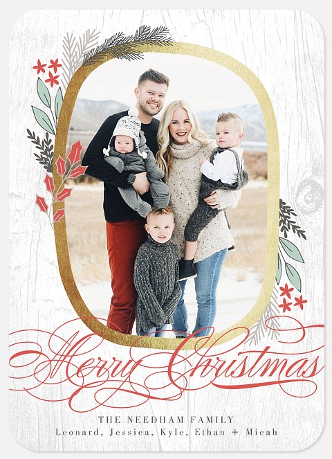 Wreathed in Gold Holiday Photo Cards