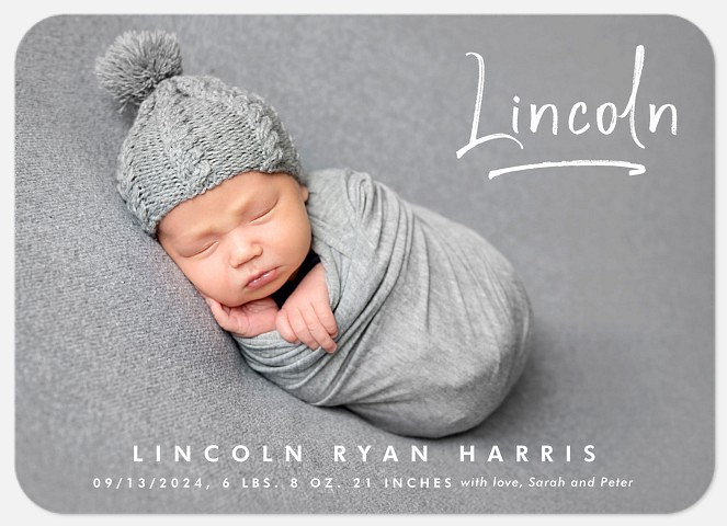 Written Name Baby Birth Announcements