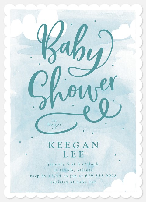 Blue Clouds Baby Shower Invitations