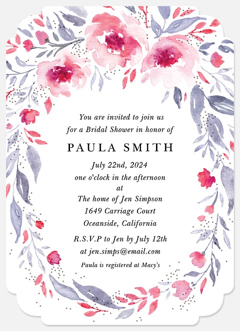 Oval Bouquet Bridal Shower Invitations