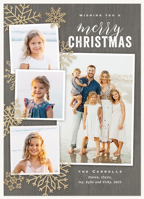 Glittered Snow Photo Holiday Cards