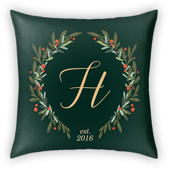 Monogrammed Wreath Custom Pillows
