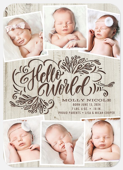 Aspen Woodcut Baby Birth Announcements