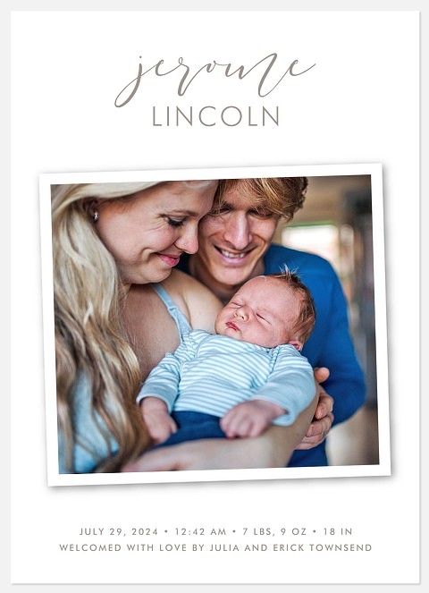 Pure & Simple Baby Birth Announcements