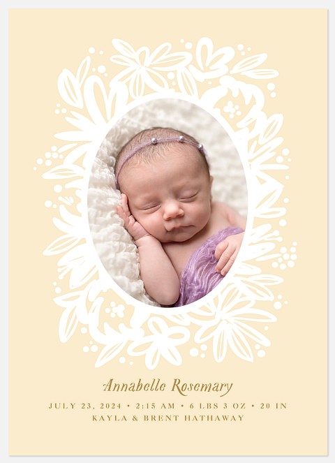 Floral Embrace Baby Birth Announcements