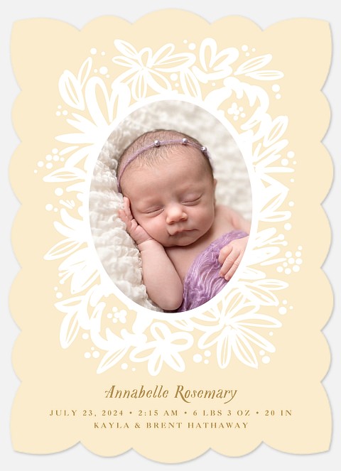 Floral Embrace Baby Birth Announcements