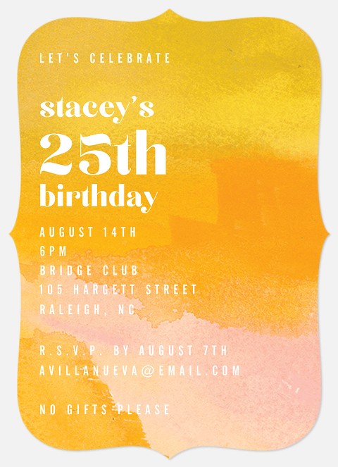 Abstract Marigold Adult Birthday Invitations