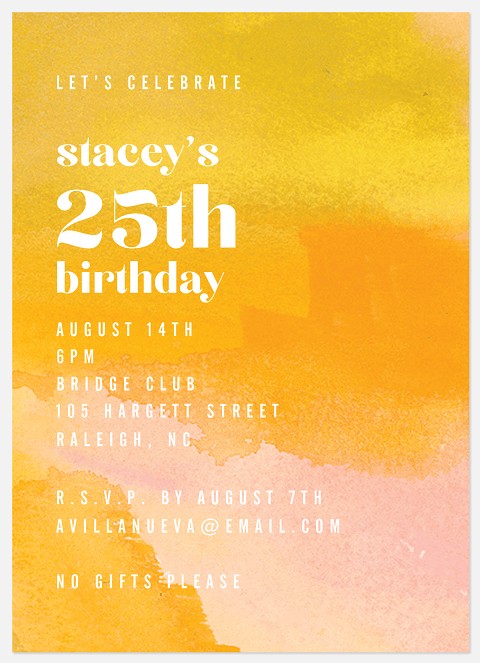 Abstract Marigold Adult Birthday Invitations