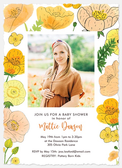 Wild Poppies Baby Shower Invitations