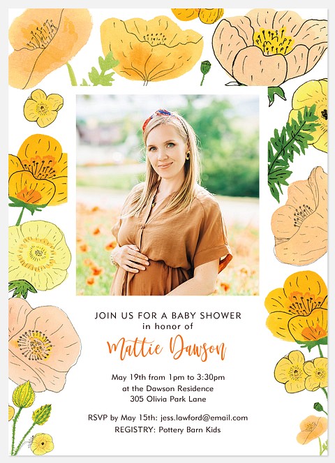 Wild Poppies Baby Shower Invitations