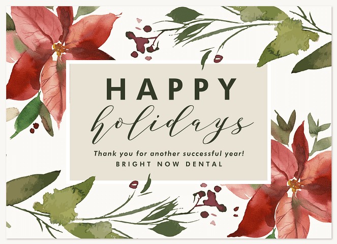 Elegant Poinsettias Business Holiday Cards