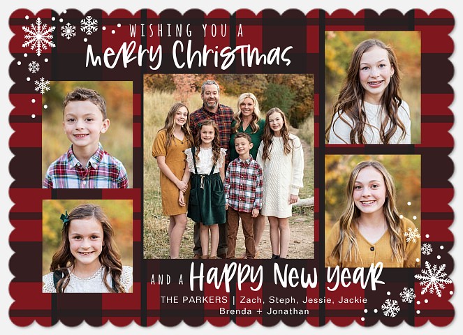 Cheerful Tartan Holiday Photo Cards