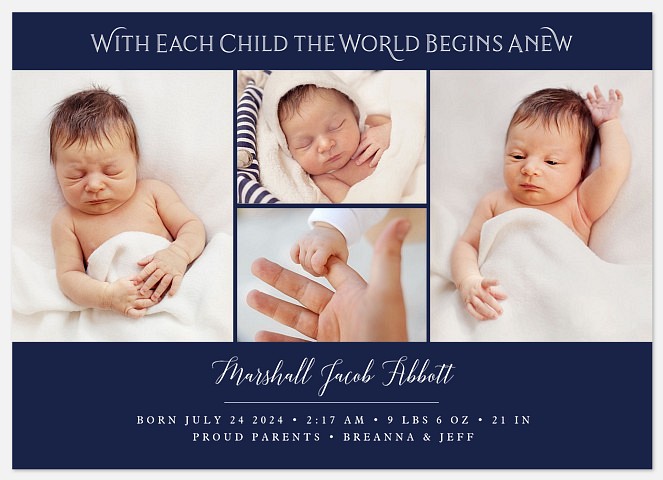 A New Beginning Baby Birth Announcements