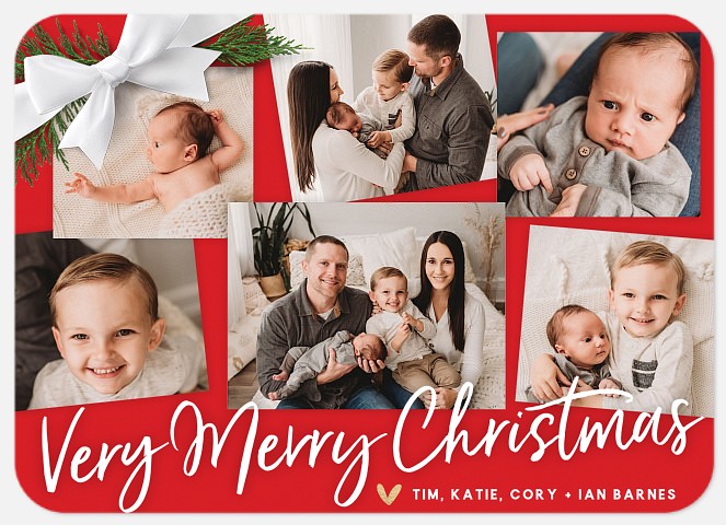 Ribbon On Top Holiday Photo Cards